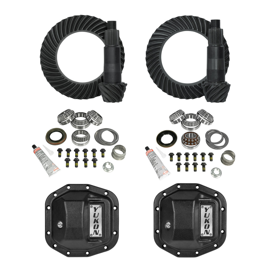 Stage 2 Jeep JL Re-Gear Kit W/Covers For Dana 30/35 3.73 Ratio 24 Spline JL Non-Rubicon M200 Rear/ M186 Front Stage 2 Gear Kit Package 3.73 Ratio W/ F&R Covers Yukon Gear