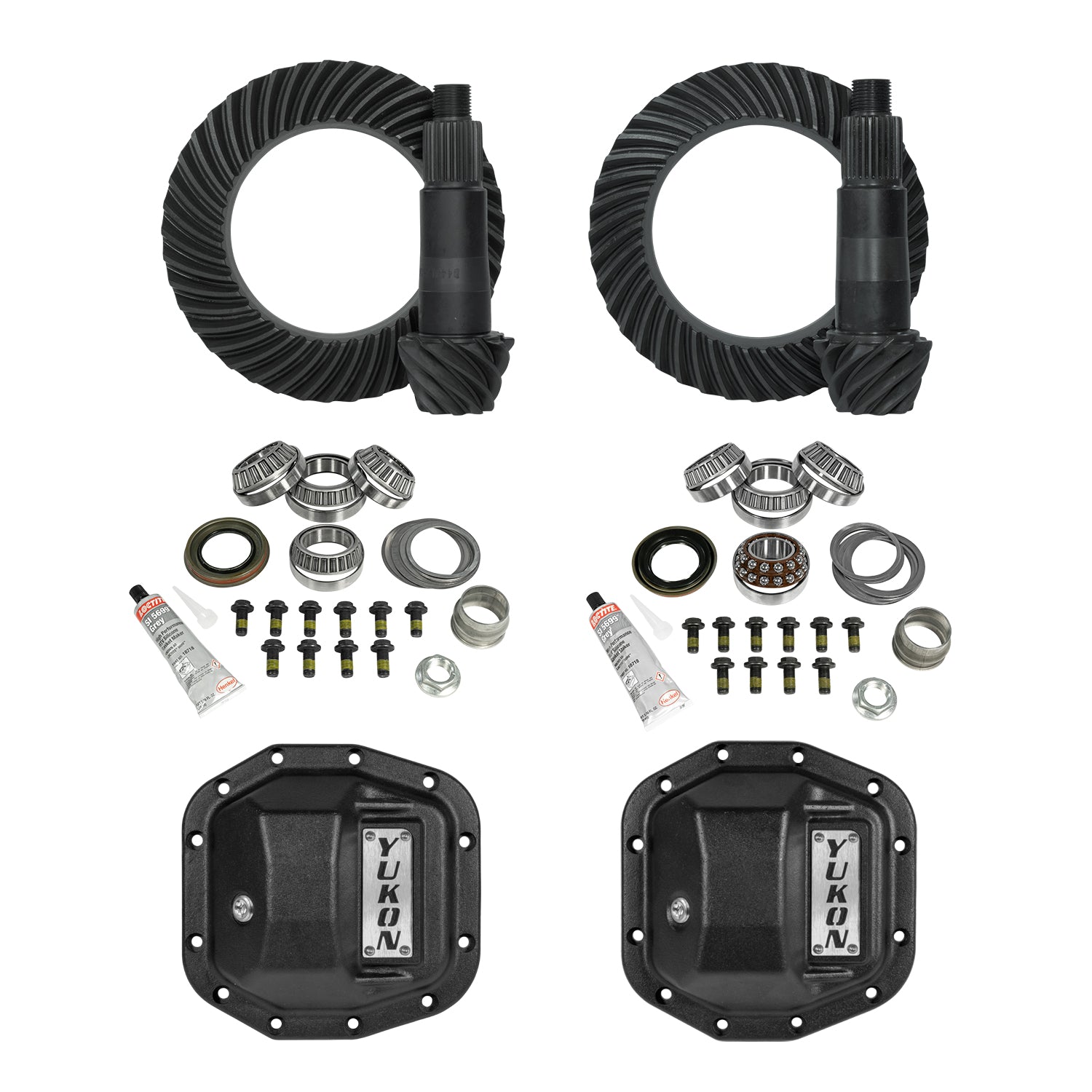 Stage 2 Jeep JL Re-Gear Kit W/Covers For Dana 30/35 4.11 Ratio 24 Spline JL Non-Rubicon M200 Rear/ M186 Front Stage 2 Gear Kit Package 4.11 Ratio W/ F&R Covers Yukon Gear