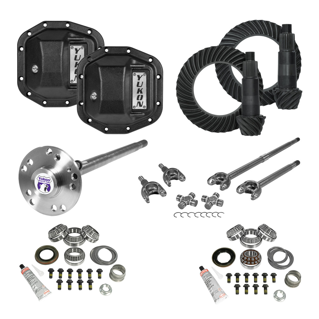 Stage 4 Jeep JL Re-Gear Kit W/Covers Fr/Rr Axles Dana 30/35 4.11 Ratio JL Non-Rubicon M200 Rear/ M186 Front Stage 4 Gear Kit Package 4.11 F&R Cover & 4340 F&R Axle Kits Yukon Gear