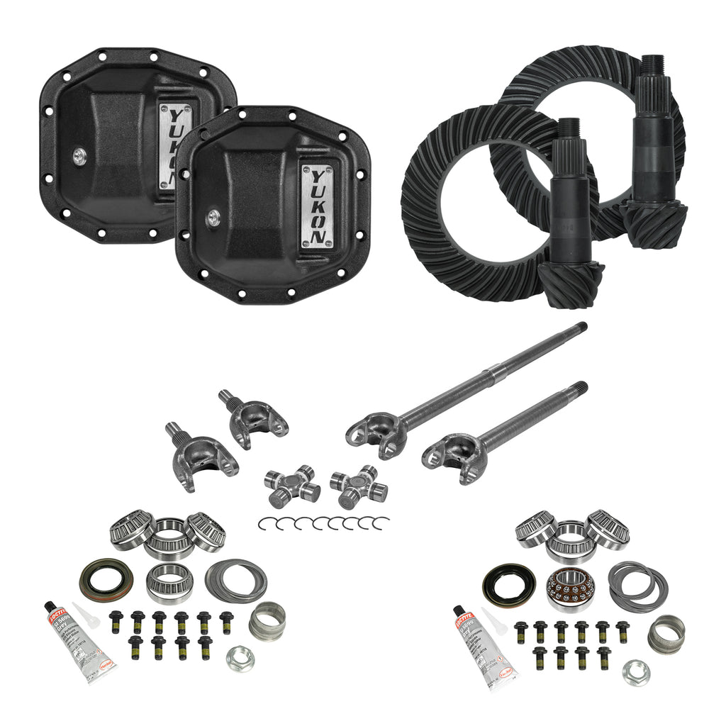 Stage 3 Jeep JL Re-Gear Kit W/Covers Front Axles Dana 30/35 4.88 Ratio JL Non-Rubicon M200 Rear/ M186 Front Stage 3 Gear Kit Package 4.88 F&R Cover & 4340 Front Axles Yukon Gear
