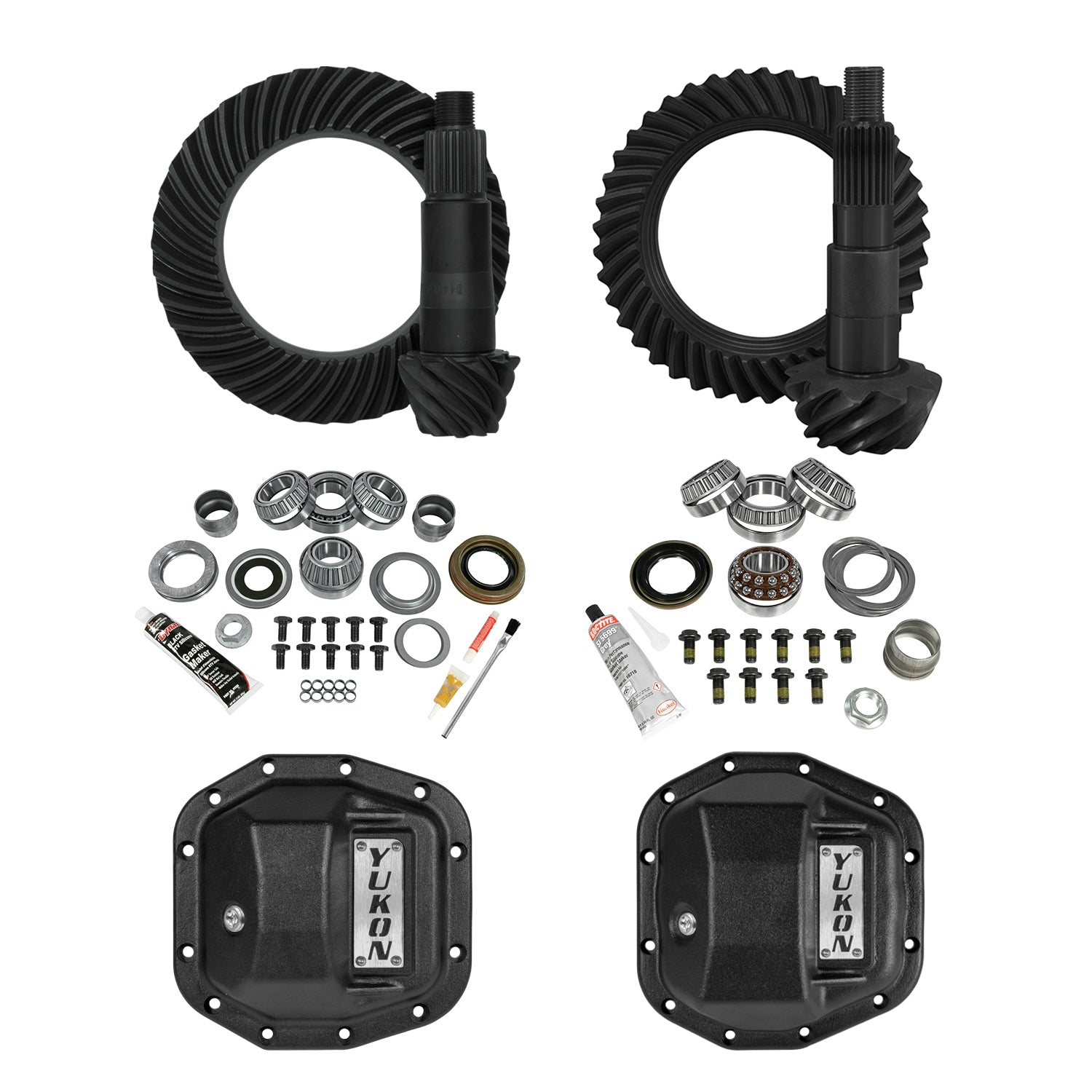 Stage 2 Jeep JL Re-Gear Kit W/Covers Dana 30/44 3.73 Ratio 24/28 Spline JL Non-Rubicon M220 Rear/ M186 Front Stage 2 Gear Kit Package 3.73 Ratio W/ F&R Covers Yukon Gear