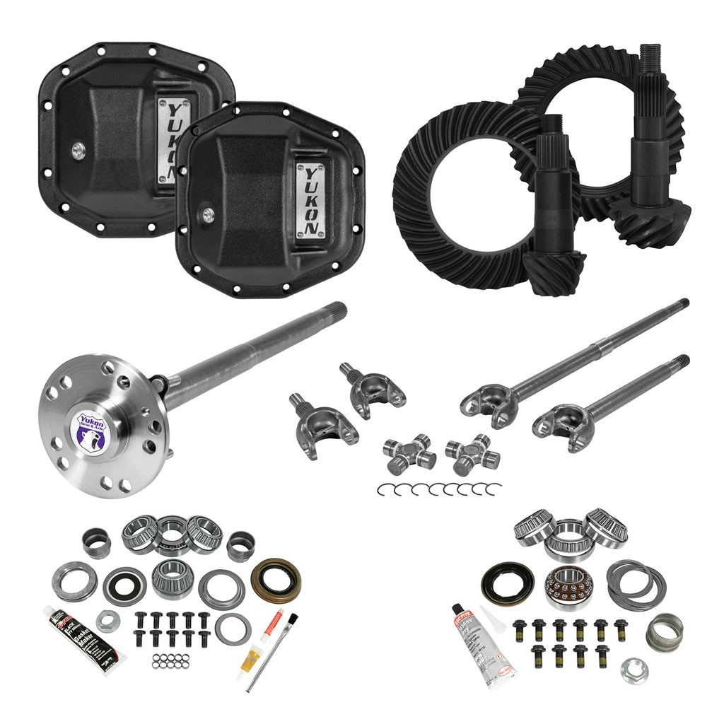 Stage 4 Jeep Re-Gear Kit W/Covers Fr & Rr Axles Dana 30/44 5.13 Ratio JL Non-Rubicon M220 Rear/ M186 Front Stage 4 Gear Kit Package 5.13 F&R Cover & 4340 F&R Axle Kits Yukon Gear