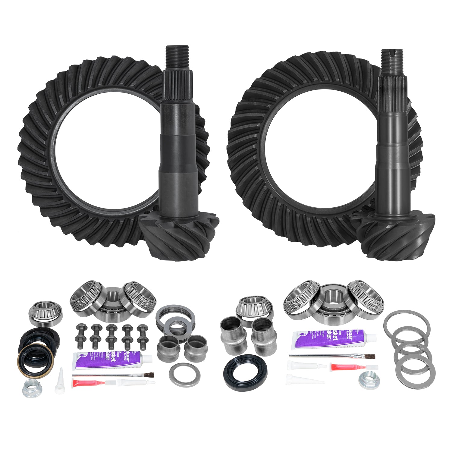 Ring & Pinion Gear Kit Package Front & Rear With Install Kits - Toyota 8.4/8 Inch IFS Toyota 05-15 Tacoma (8.4/8 Inch ifs) 4.88 Ratio Gear Package (Fits 3.91 & Up Front Case) Yukon Gear