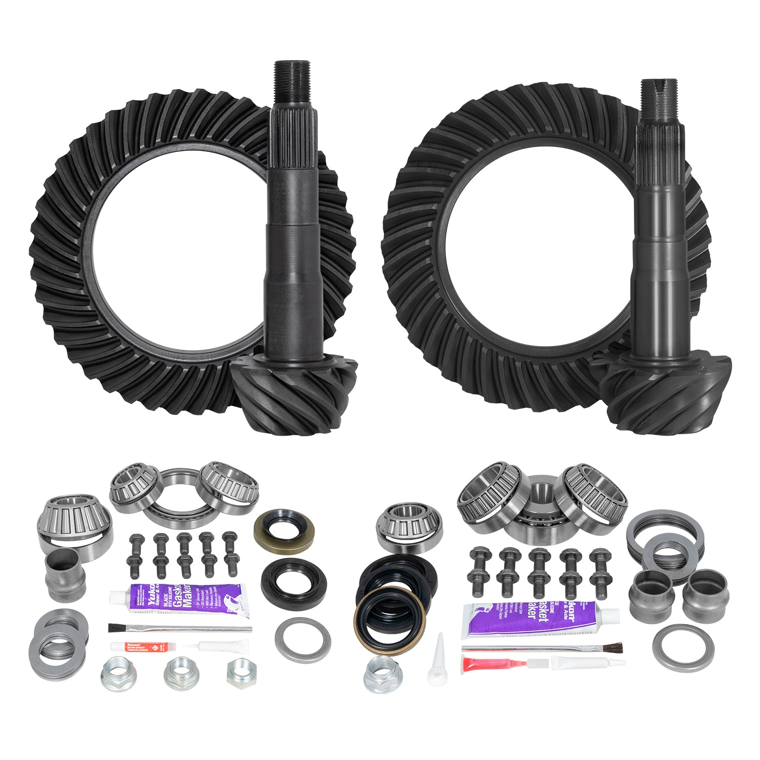 Ring & Pinion Gear Kit Package Front & Rear With Install Kits - Toyota 8 Inch /8 Inch IFS Toyota 05-15 Tacoma 07-09 Fj W/ Locker (8 Inch /8 Inch ) 4.56 Ratio Gear Package (Fits 3.91& Up Front Case) Yukon Gear