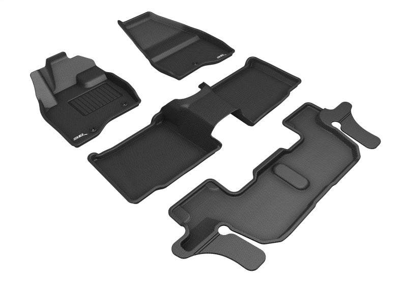 3D MAXpider 2017-2019 Ford Explorer Kagu 1st & 2nd & 3rd Row Floormats - Black