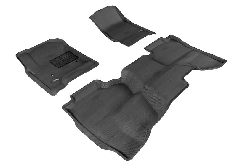 3D MAXpider 2014-2019 Chevrolet Silverado Double Cab Kagu 1st & 2nd Row Floormats - Black