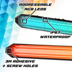 XK Glow 9in XKmax DRL Truck Grill Flexible Light App Cntl Bar 2pc